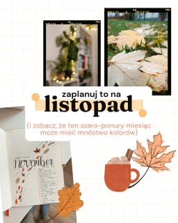 ✨ Łap listopadowe inspiracje i nie pozwól, by ten miesiąc był szary i ponury!Możesz narzekać na listopad, ale to niczego nie zmieni (oprócz Twojego nastroju na gorszy). A możesz zaplanować fajne rzeczy na ten miesiąc i cieszyć się nim. Którą opcję wybierasz? 🧡Jeśli tę drugą, to przejrzyj karuzelę, zapisz sobie ją na później i wykorzystaj moje pomysły 🍂 Daj znać, co zaplanujesz jako pierwsze!Psst! Możesz zrobić dobry uczynek. Wystarczy, że wstawisz ten post u siebie na story, wyślesz go bliskiej Ci osobie lub klikniesz „repostuj”. Dla Ciebie kilka sekund, a dla mnie coś bardzo ważnego!__😔 czujesz, że życie ucieka Ci między palcami?😔 masz wrażenie, że ledwo wyrabiasz na zakrętach codziennego chaosu i nie ma dla Ciebie ratunku?😔 chciałabym złapać równowagę w swojej trudnej codzienności?Dobrze trafiłaś! Zaobserwuj mnie, a pomogę Ci:✨ ogarnąć wspierające planowanie tak, byś mogła powiedzieć „ogarniam swoją codzienność”✨ złapać równowagę i znaleźć czas na przyjemności, odpoczynek i to, co dla Ciebie ważne✨ nauczyć się rozmawiać z samą sobą, byś wiedziała, czego potrzebujesz i jak możesz sobie to daćŁap:📝 teksty na blogu zaplanujrownowage.pl🎧 podcasty na Spotify / YouTube – Złap Równowagę💌 newsletter Strefa Równowagi📚 Karty Wspierającego Planowania – workbook | planery do druku | Wspierające Karty📰 Miesięczniki Złap Równowagę – relacja z technologią | stres | odpoczynekKomu pomagam?🧡 mamom, które zagubiły siebie🧡 zabieganym kobietom, które nie mają czasu… na nic🧡 tym, które za bardzo podkręcały produktywność i zgubiły radość z działania🧡 tym, które szukają inspiracji, motywacji i sposobów na życie w zgodzie ze sobąDlaczego warto działać ze mną?Bo byłam w różnych sytuacjach (pracowałam na produkcji, potem łączyłam to ze studiami; potem studia z niemowlakiem; założyłam firmę na macierzyńskim). Wiem, że rzeczywistość bywa trudna. Sama mam dziecko w spektrum autyzmu, endometriozę i… wiele innych problemów.U mnie nie znajdziesz „good vibes only”. Za to pokażę Ci, jak pracować z tym, co masz, byś mogła wyciągnąć z tego to, co najlepsze – bez presji, podkręcania produktywności i wiecznego zapierdzielu.