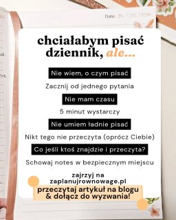 📝 Pisanie dziennika to nie jest (lub po prostu nie musi być):❌ pamiętnikiem, w którym zaczynasz od Drogi Pamiętniczku…,❌ notesem z kłódką,❌ hiperestetycznym bujo z kaligrafią,❌ albumem *scrapbookingowym* dekorowanym milionem elementów,❌ kolejnym zadaniem, które stanie się Twoim obowiązkiem,❌ czymś, co wymaga ogromnego wysiłku i zaangażowania.Jeśli któryś z powyższych punktów sprawiał, że nie sięgałaś po journaling, to koniecznie wejdź na 💻 zaplanujrownowage.pl i przeczytaj:✨ czym dla mnie jest pisanie dziennika✨ z jakich 3 sposobów pisania aktualnie korzystam✨ ile czasu zajmuje pisanie dziennika✨ jak zacząć przygodę z journalingiem, jeśli totalnie nie potrafisz tego robićNie możesz znaleźć artykułu? Skomentuj BLOG, a ja (nie bot 🤖) wyślę Ci link 🥰__A jeśli się jeszcze nie znamy, to hej! Jestem Klaudia Jaroszewska-Kotradii i opowiadam o tym, jak złapać równowagę w życiu. Pokazuje swoje sposoby na ogarnięcie trudnej rzeczywistości (endometrioza, dziecko w spektrum autyzmu i nie tylko).📝 Uczę wspierającego planowania, czyli takiego, w którym jesteś człowiekiem i tak też siebie traktujesz, czyli najpierw rozmawiasz sama ze sobą, a dopiero potem planujesz 🧡 bez ciągłego podkręcania produktywności🥰 Pokazuję, jak lepiej poznać samą siebie, żeby żyć lżej i przyjemniej.Tego potrzebujesz? Zaobserwuj ➡️ @zaplanuj.rownowage